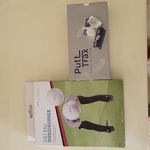 Golf ball monogrammer and Putt Trax